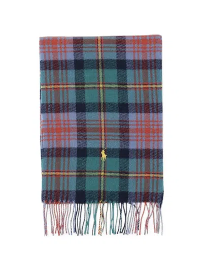 Polo Ralph Lauren Fringed Logo-embroidered Checked Recycled Wool-blend Scarf In Multi