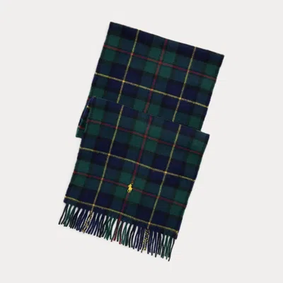 Polo Ralph Lauren Tartan Lambswool-cashmere Scarf In Polo Tartan In White