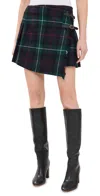 Polo Ralph Lauren Plaid Pleated Wool Twill Wrap Skirt In Green