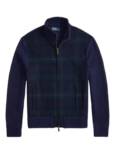 Polo Ralph Lauren Tartan-pattern Full-zip Cardigan In Blue