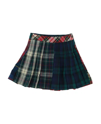Polo Ralph Lauren Kids' Tartan Pleated Cotton Skirt In Black