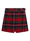 Polo Ralph Lauren Tartan Pleated Skorts In Red