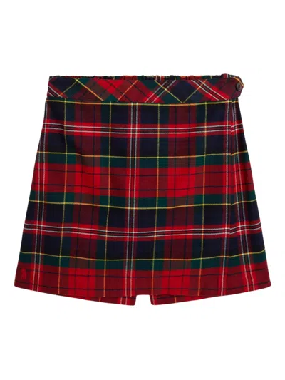 Polo Ralph Lauren Kids' Tartan Pleated Skorts In Red