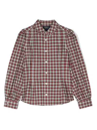 Polo Ralph Lauren Kids' Tartan-print Cotton Shirt In Red