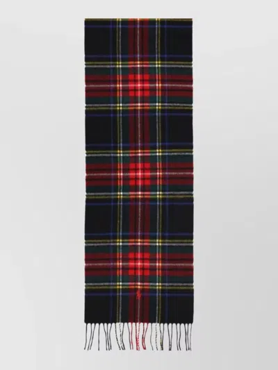 Polo Ralph Lauren Tartan Scarf Soft Texture Fringed Edges In Multi
