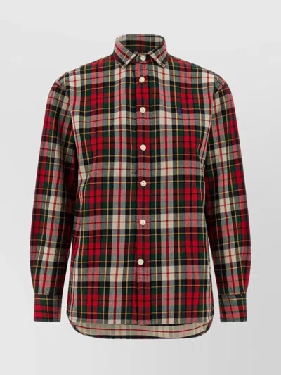 POLO RALPH LAUREN TARTAN SHIRT WITH CURVED HEM AND LONG SLEEVES