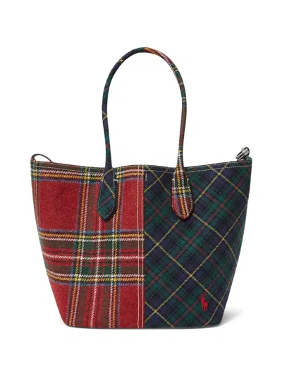Polo Ralph Lauren Tartan Two-tone Tote Bag In Red