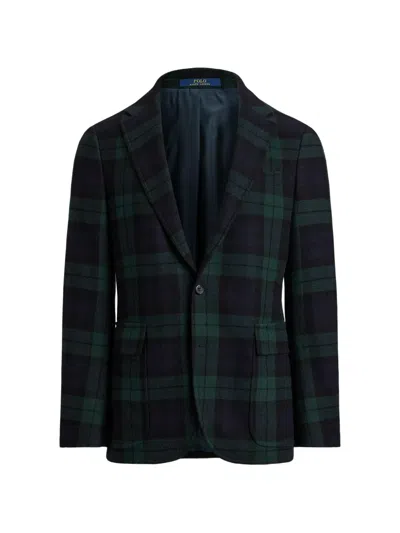 Polo Ralph Lauren Tartan-check Single-breasted Blazer In Green