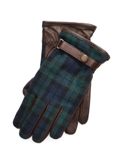Polo Ralph Lauren Tartan-pattern Leather Gloves In Pink