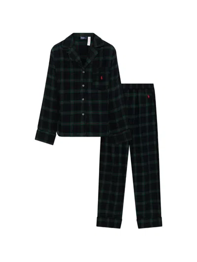 Polo Ralph Lauren Tartan-print Cotton Pajamas In Blue
