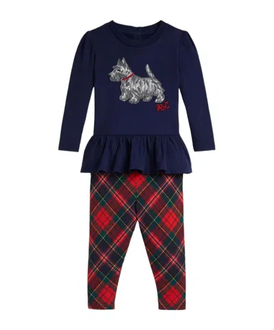 Polo Ralph Lauren Kids' Tartan-print Trousers Set In Blue