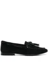 Polo Ralph Lauren Fringe-trim Suede Loafer In Black