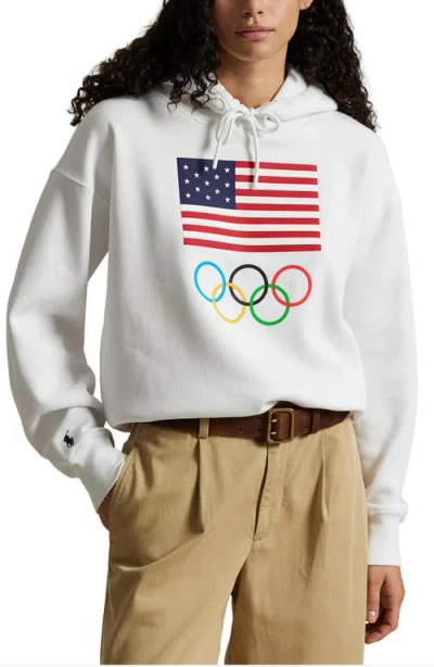 Polo Ralph Lauren Team Usa Cotton Graphic Hoodie In White