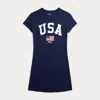 Polo Ralph Lauren Team Usa Cotton Tee Jersey Dress In Refined Navy