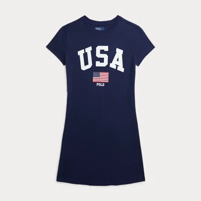 Polo Ralph Lauren Kids' Team Usa Cotton Tee Jersey Dress In Refined Navy