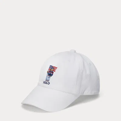 Polo Ralph Lauren Kids' Team Usa Polo Bear Cotton Twill Ball Cap In White