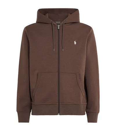 Polo Ralph Lauren Tech Knit Zip-up Hoodie In Brown