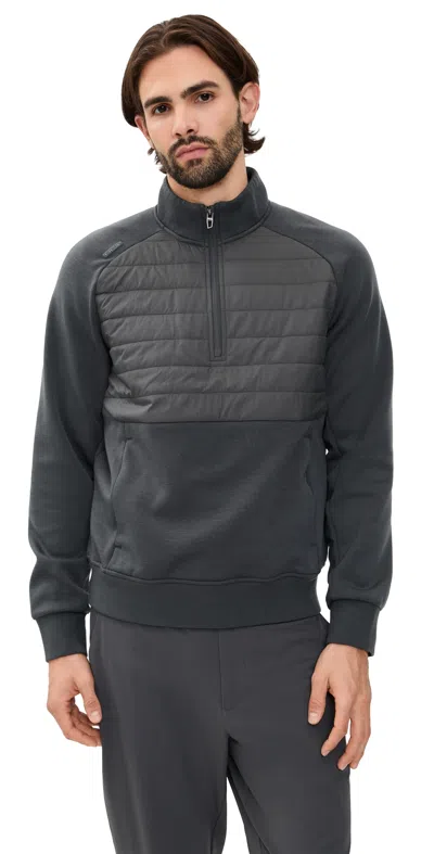 Polo Ralph Lauren Tech Wool Half Zip Jacket Charcoal Grey In Gray