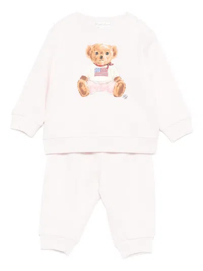 Polo Ralph Lauren Babies' Teddy- Print Trousers Set In Pink