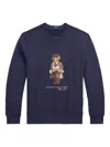 Polo Ralph Lauren Navy Blue Cotton Blend Sweatshirt With Iconic Bear Logo In Blue