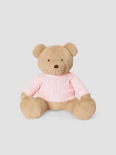 Polo Ralph Lauren Teddy Bear In Cable-knit Cotton Sweater In Gold