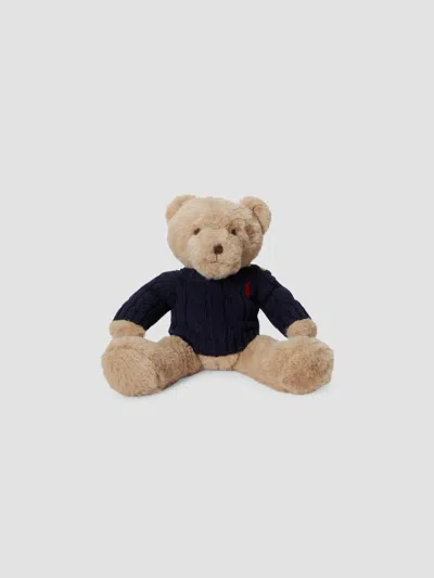 Polo Ralph Lauren Teddy Bear In Cable-knit Cotton Sweater In Navy