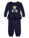 Polo Ralph Lauren Baby Girls Fleece Sweatshirt & Pant Set In Blue