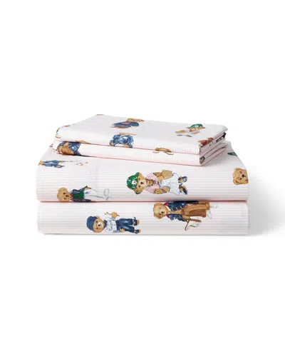 Polo Ralph Lauren Teddy Bear Stripe 4-pc. Sheet Set, Queen In Pink