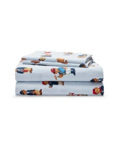 Polo Ralph Lauren Teddy Bear Stripe Sheet Set In Green