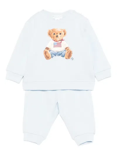Polo Ralph Lauren Babies' Teddy-print Trouser Sets In Blue