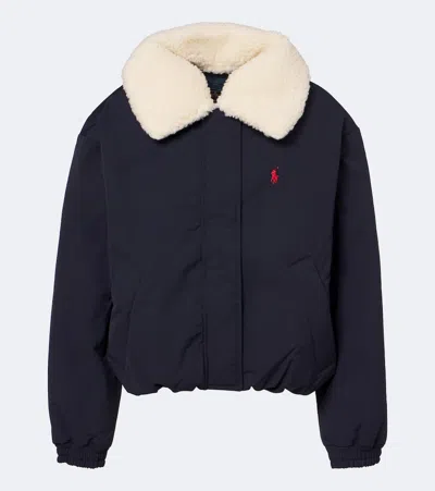 Polo Ralph Lauren Teddy-trimmed Technical Down Jacket In Multi