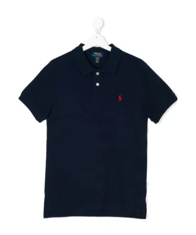 Polo Ralph Lauren Teen Logo Patch Polo Shirt In Black