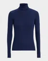 Polo Ralph Lauren Tencel Rib-knit Slim Turtleneck Sweater In Blue