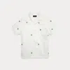 Polo Ralph Lauren Tennis-embroidered Cotton Oxford Shirt In White Crossed