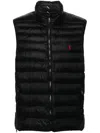 Polo Ralph Lauren Quilted Casual Vest With Stand-up Collar And Zippered Pockets In Black
