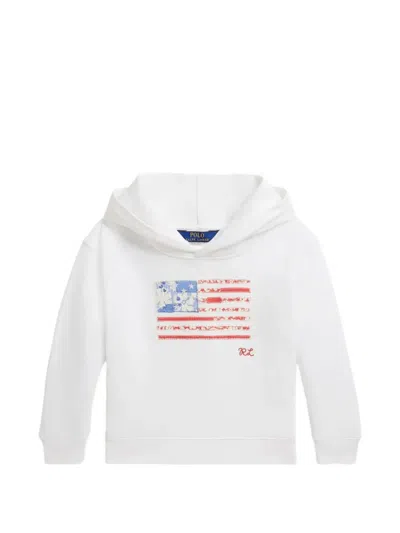 Polo Ralph Lauren Kids' Terry Flag Graphic Hoodie In White