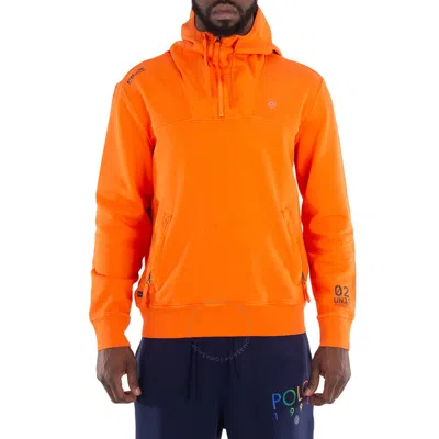 Polo Ralph Lauren Terry Fleece Quarter-zip Hoodie In Orange