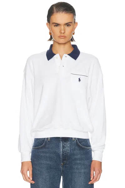 Polo Ralph Lauren Terry Knit Long Sleeve Pullover Sweater In White