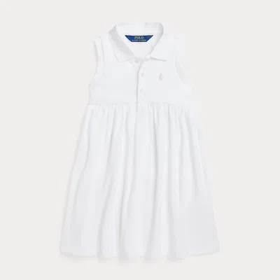 Polo Ralph Lauren Kids' Terry Polo Dress In White W/ Pink Pp