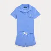 Polo Ralph Lauren Terry Polo Shirt And Shorts Set In Harbor Island Blue