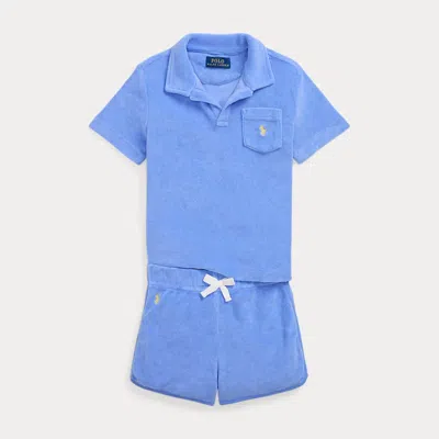Polo Ralph Lauren Kids' Terry Polo Shirt And Shorts Set In Harbor Island Blue
