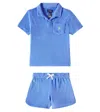 Polo Ralph Lauren Terry Polo Shirt And Shorts Set In Blue