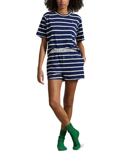Polo Ralph Lauren Terry Short Sleeve Shorty Set In Sailing Stripe