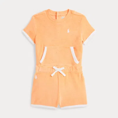 Polo Ralph Lauren Babies' Terry Sweatshirt & Short Set In Soft Creamsicle