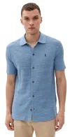 Polo Ralph Lauren Textured Button Down Sweater Shirt Channel Blue In Blue
