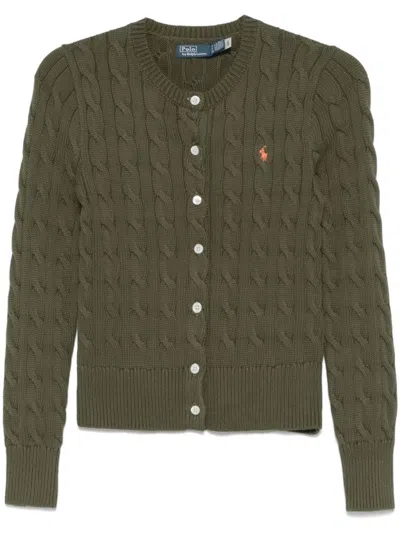 POLO RALPH LAUREN POLO RALPH LAUREN TEXTURED CABLE KNIT CARDIGAN WITH EMBROIDERED LOGO