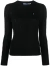 Polo Ralph Lauren Black Crewneck Sweater With Embroidered Logo