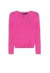 Polo Ralph Lauren Textured Cable Knit Long Sleeve Pullover In Pink