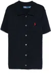 Polo Ralph Lauren Textured Cable Knit Short Sleeve Cardigan In Black