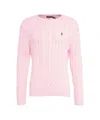 Polo Ralph Lauren Textured Cable Knit Sweater With Logo Embroidery In Pink